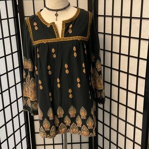 Chapters Club Embroidered Black and Gold Women's Tunic size large